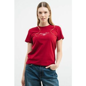 GUESS - Tricou regular fit cu decolteu la baza gatului - Rosu inchis imagine
