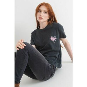 Tricou de bumbac Babs - Gri inchis melange/Roz prafuit imagine