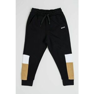 Pantaloni de trening cu snur si model colorblock - Negru/Maro camel imagine