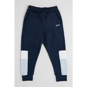 Pantaloni de trening cu snur si model colorblock - Alb/Bleumarin imagine