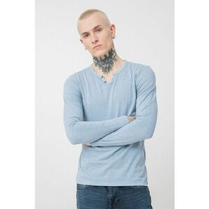 Jack&Jones - Bluza henley slim-fit de bumbac - Albastru glaciar imagine