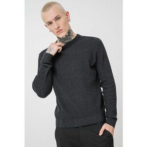 Pulover slim fit cu model texturat - Negru melange imagine