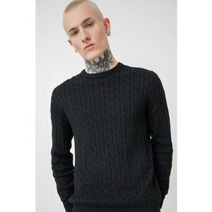 Pulover slim-fit cu design torsade - Negru imagine