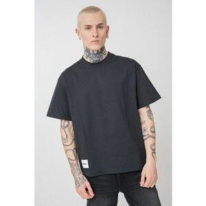 Tricou din bumbac cu imprimeu pe partea din spate si decolteu la baza gatului - Alb/Negru imagine