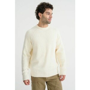 Pulover cu maneci raglan si decolteu la baza gatului - Alb murdar imagine