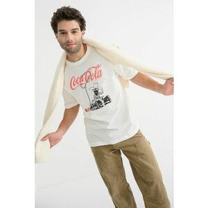 Tricou din bumbac cu imprimeu Coca-Cola - Alb/Negru/Portocaliu mandarina imagine