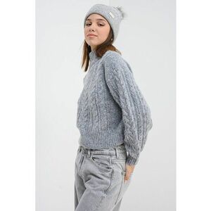 Pulover din amestec de lana cu detalii model torsade - Gri inchis melange imagine