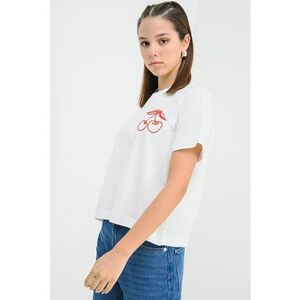 Tricou din bumbac organic cu imprimeu - Rosu/Alb imagine