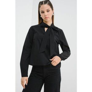 Bluza cu guler cu funde din panglici Solona - Negru imagine