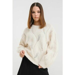 Pulover uni cu model pointelle - Alb fildes imagine