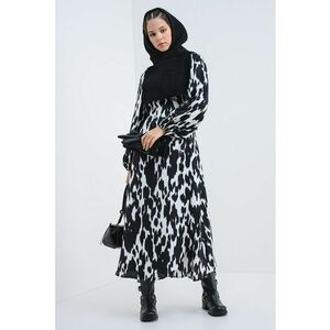 Rochie lunga cu animal print - Alb/Negru imagine