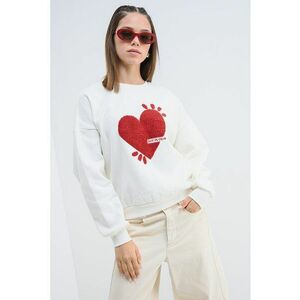 Bluza de trening cu croiala lejera si aplicatie inima - Rosu/Alb fildes imagine
