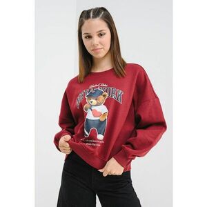 Bluza de trening din amestec de bumbac cu imprimeu cu ursulet - Visiniu/Maro/Bleumarin imagine