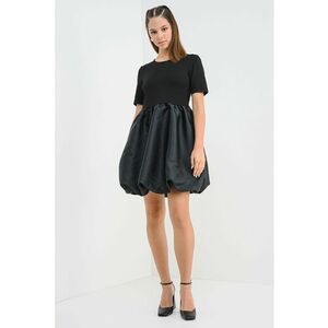 Rochie scurta cu aspect 2in1 si maneci scurte - Negru imagine