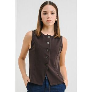 Bluza slim fit cu nasturi - Maro inchis imagine