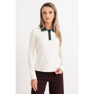 Bluza polo cu guler contrastant - Verde englez/Crem imagine