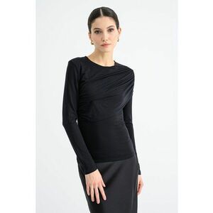 Bluza slim-fit cu fronseuri - Negru imagine