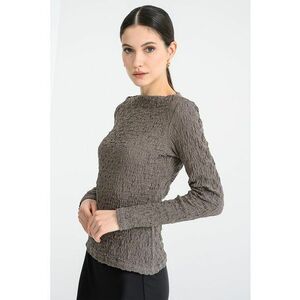 Bluza texturata cu decolteu barcuta - Gri inchis imagine