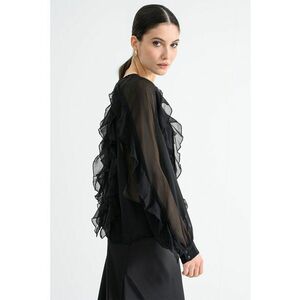 Bluza semitransparenta cu volane - Negru imagine