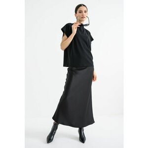 Bluza cu fronseuri si maneci scurte - Negru imagine