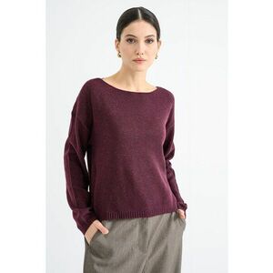 Pulover tricotat fin cu croiala lejera si maneci cazute - Violet tyrian imagine