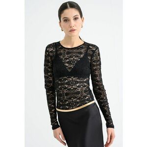 Bluza cu insertii din dantela - Negru imagine