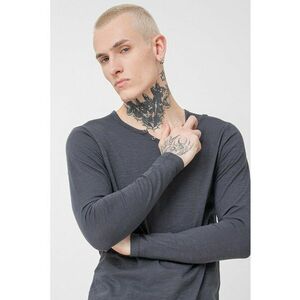 Jack&Jones - Bluza henley slim-fit de bumbac - Gri inchis imagine