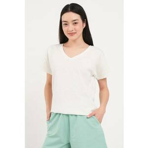 Tricou din bumbac cu logo discret - Alb imagine