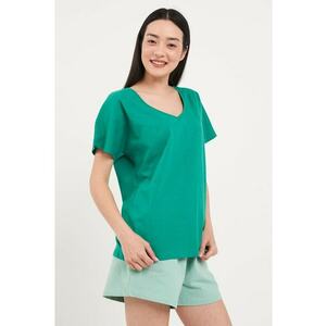 Tricou din bumbac cu logo discret - Verde imagine