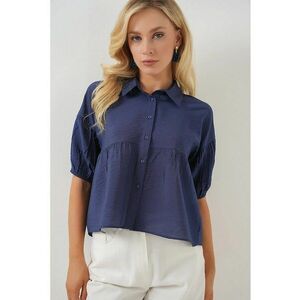 Camasa scurta BDART - croiala lejera - albastru - viscoza si nylon imagine