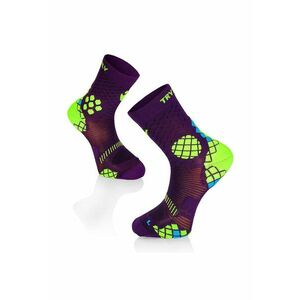 Sosete sport de compresie violet-galben imagine