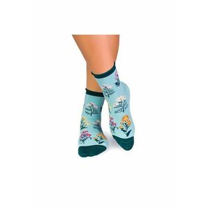 Sosete bumbac de lungime medie - model floral - Menta imagine