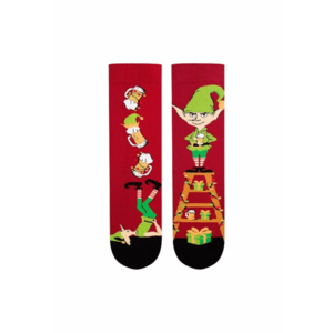 Sosete din bumbac organic de Craciun Arty Socks Spiridus Vesel Bordo deschis imagine