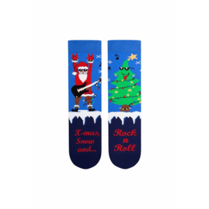 Sosete din bumbac organic de Craciun Arty Socks Santa Rocker - Albastru imagine