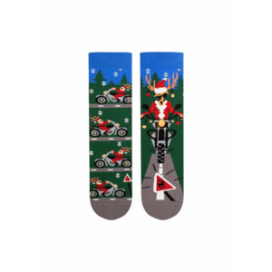Sosete din bumbac organic de Craciun Arty Socks Cerb Motociclist Verde inchis imagine