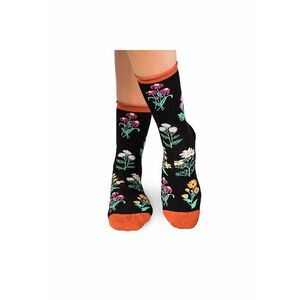 Sosete Fine din Bumbac organic cu model floral Negru imagine