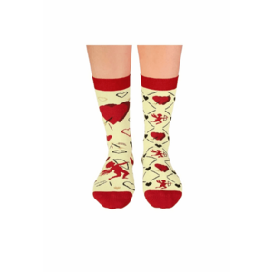 Sosete bumbac organic cu inimioare Colour Cotton Amore Ecru imagine