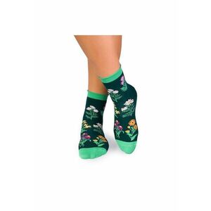 Sosete bumbac de lungime medie - model floral - Verde Inchis imagine