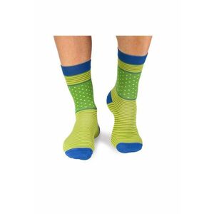 Sosete bambus FINE BAMBOO cu buline si dungi verde lime imagine