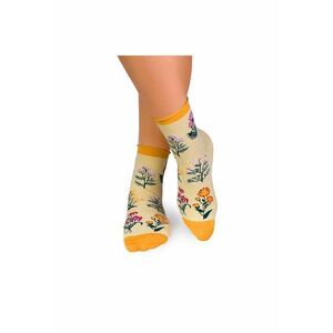 Sosete bumbac de lungime medie - model floral - Galben imagine