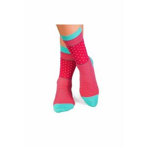 Sosete bambus FINE BAMBOO cu buline si dungi roz fucsia imagine