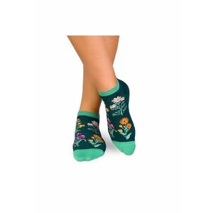 Sosete scurte bumbac - model floral - Verde Inchis imagine