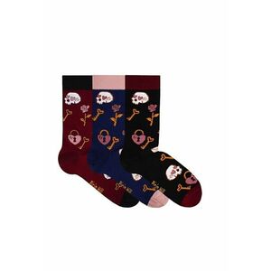 Sosete bumbac BOX 3 Colour Cotton Socks ST VALENTINE'S DAY Bordeaux Jeans Black imagine