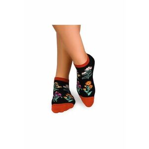 Sosete scurte bumbac - model floral - Negru imagine