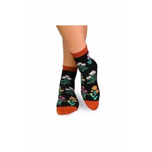 Sosete bumbac de lungime medie - model floral - Negru imagine