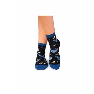 Sosete scurte peste glezna bumbac organic Sealife Balene Negru - Multicolor imagine