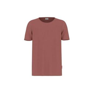 Tricou cu decolteu la baza gatului si model uni - Rosu imagine