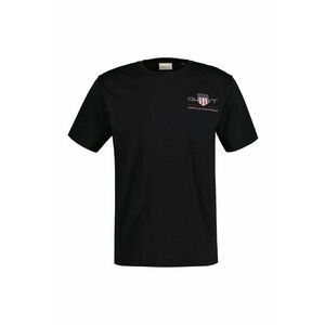 Tricou regular fit cu decolteu la baza gatului Archive - Negru imagine