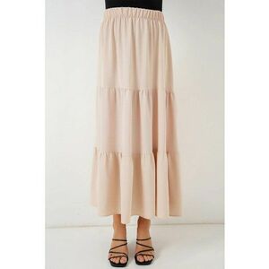 Fusta maxi texturata HiCCUP - bej - poliester-elastan - croiala standard imagine