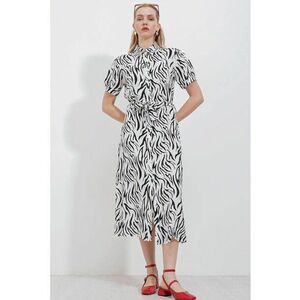 Rochie midi dama viscoza - imprimeu floral - Negru - imagine